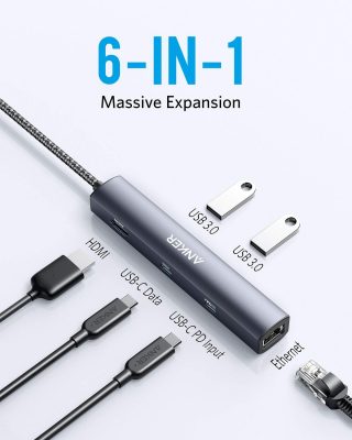 Anker USB-C Hub PowerExpand 6-in-1 - A8365
